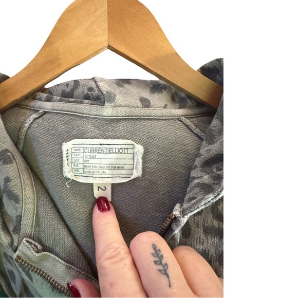 Current/Elliott Leopard Print Gray Hoodie Size 2 - Picture 8 of 9